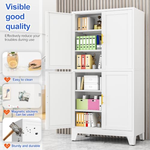 GAIOUS 79'' Metal Pantry Storage Cabinet with 4 Door and Adjustable Shelves - Image 4