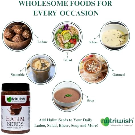 Nutriwish Natural Halim Seeds | 17.6 oz (500 g) | Pure & Natural Garden Cress | Safe & Beneficial Aliv Seeds | Halim Aliv Garden Cress Seeds for Eating | No Additives | High Protein Snack | - Image 6