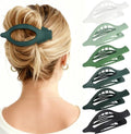 Flat Hair Clips for Women - 6 PCS French Flat Claw Clips Medium Hair Clips for Girls Large Hair Claw Clips for Thick or Thin Hair Strong Hold No Slip Hair Accessories for women (Green) by Unknown
