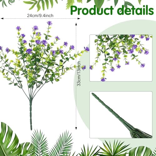 WILLBOND 12 Bundles UV Resistant Faux Flowers, Purple - Image 3