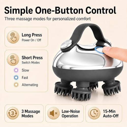 Melonsun Electric Scalp Massager, 2 Claw Sets, IPX7 Waterproof, Silver - Image 5