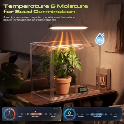 Mini Greenhouse for Indoor, Clear Tabletop Stackable Green House, Portable Acrylic Plant Green House with Magnetic Waterproof Door for Plants Grow Warmer, Seed Starting... - Image 2