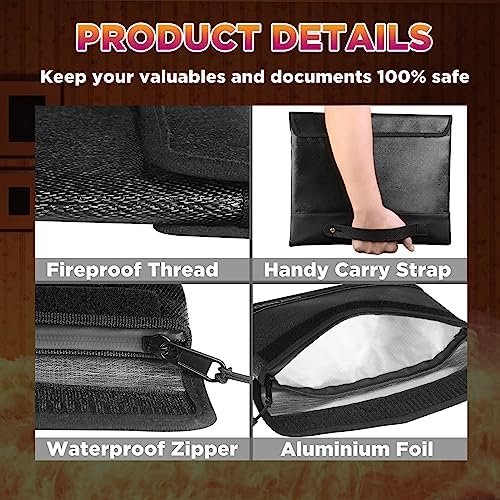4200°F Fire Proof Bag for Documents, Waterproof Safe Pouch for Cash - Image 4