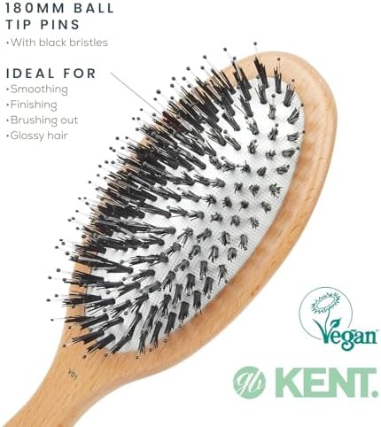 Kent V01 Vegan Boar Bristle Hair Brush with Nylon Pins, Organic Hair Brush for Styling and Detangling, Paddle Brush Ideal for All Hair Types (Large) - Image 5