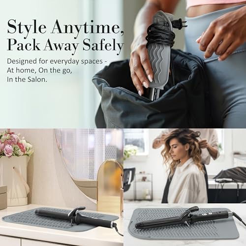 Large Vanity Mat, Heat Resistant Mat for Hair Tools, Vanity Décor, Gray - Image 6