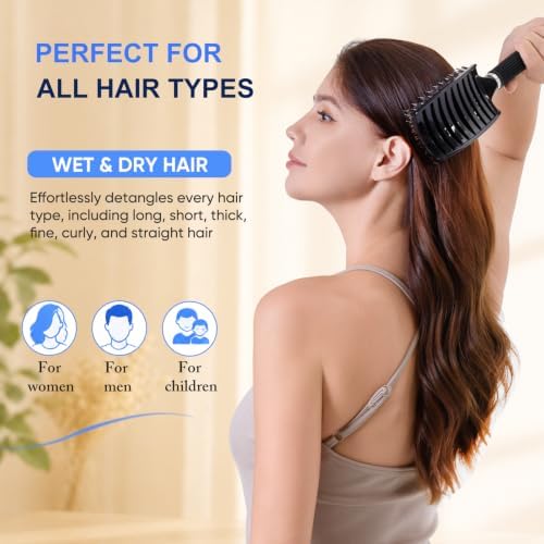 Boar Bristle Hair Brush, Detangler for Women Men, Wet & Dry Hair - Image 4