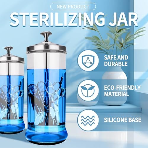 Disinfectant Sterilizer Glass Jar - Capacity 37 Oz Glass with Removable Strainer Tray for Cleaning, Storage & Organization of Manicure Nail Tools & Barber Salon Supplies - Image 4
