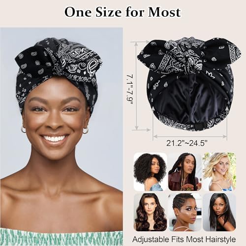 Ababalaya Satin Lined Beanies for Women Chemo Headwear Sleep Cap - Image 5