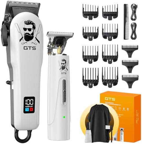 GTSPro Hair Clippers for Men, Clippers and Trimmers Set, Barber Clippers, Electric Hair Trimmer with Box, Gifts for Men White by GTSPRO