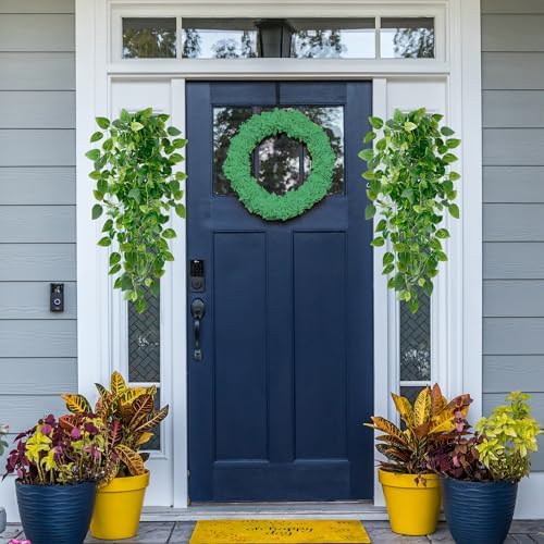 Sggvecsy Fake Hanging Plants 2 Pcs Artificial Hanging Plants Fake Ivy Vine Faux Pothos Vines Artificial Ivy Leaves Greenery Plant for Room Patio Home Indoor Outdoor Shelf Wall Garden Decor(No Baskets) - Image 4