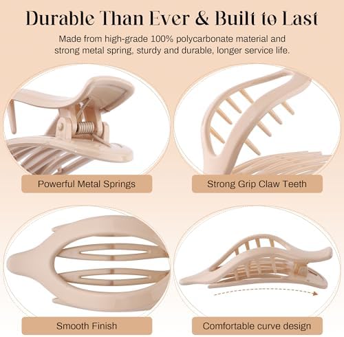 AWAYTR 6Pcs French Flat Hair Clips, Lay Flat Claw Clip for Women - Image 5