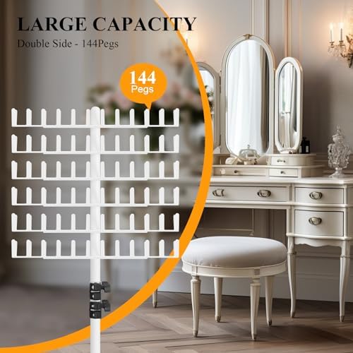 Braiding Hair Rack Standing Hair Extension Holder Hanger, 144 Pegs Hair Divider Rack for Braiding Hair Separator Stand Display Stand (white) - Image 2