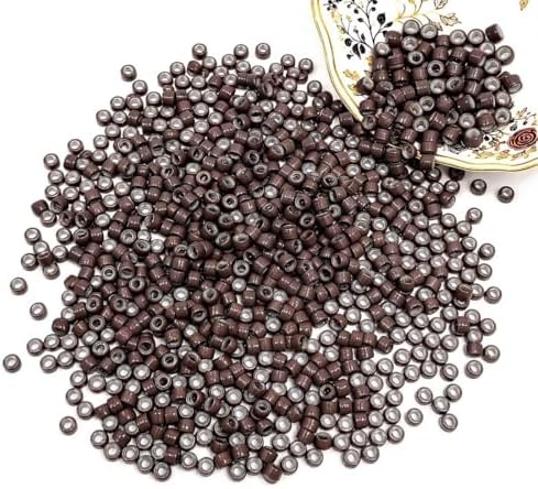 500pcs 3mm Nano Ring Beads for Hair Extensions – Ultra Small Silicone Lined Micro Link Beads for Very Thin Hair, Kids – Invisible Fit, Easy to Hide, Reusable (Brown) by Uotodoo
