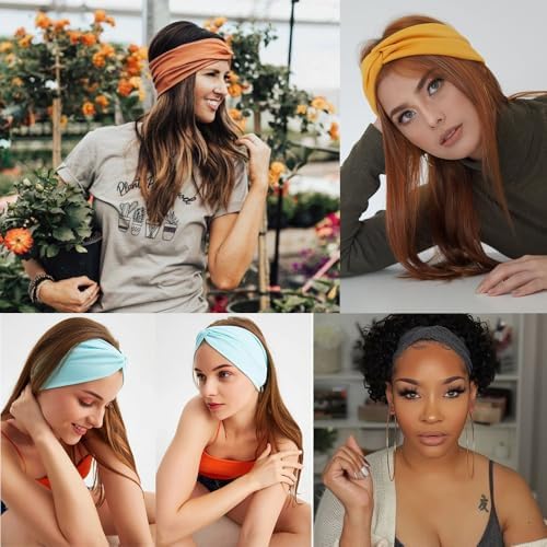 Kachanaa 6 Pack Solid Color Headbands for Women - Non - slip Soft Elastic Turbans Ideal for Running,Yoga & Sports Sweat Wicking for Girls - Image 6