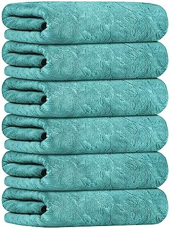 JML Microfiber Bath Towels, 30" x 60", 6 Pack, Green-Floral - Image 2