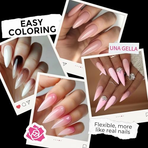 UNA GELLA Long Stiletto Soft Gel Nail Tips Full Cover Pre-shaped Fake Nails - Image 4