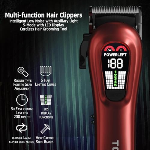 TCMKY Hair Clippers for Men Barber Clippers Rechargeable Hair Trimmer Kit - Image 2