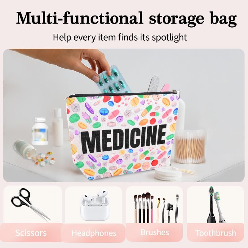 Travel Medicine Pouch Portable Small Pill Box Set First Aid Medication Organizer Bag Pharmacy Doctor Nurse Gift Bag for Hospital Patient Woman Men Pharmacist Accessories for Work Travel Medical Pouch - Image 2