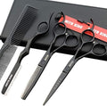6.0 Inches Professional hair cutting thinning scissors set with razor (Black) by Smithking