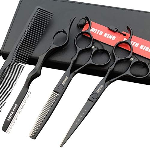 6.0 Inches Professional hair cutting thinning scissors set with razor (Black) by Smithking