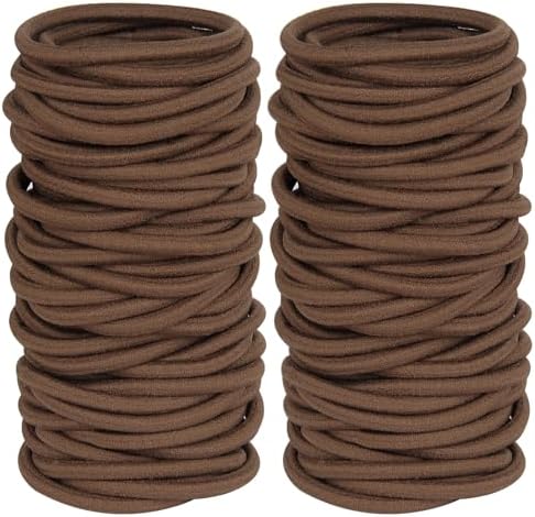 Hair Ties for Thick Hair, 120 Pack No Damage Elastic Hair Bands, Brown Seamless Ponytail Holders for Women Girls Kids, Strong Stretchy No Crease Hair Elastics for Daily Use (4mm) by GOSICUKA