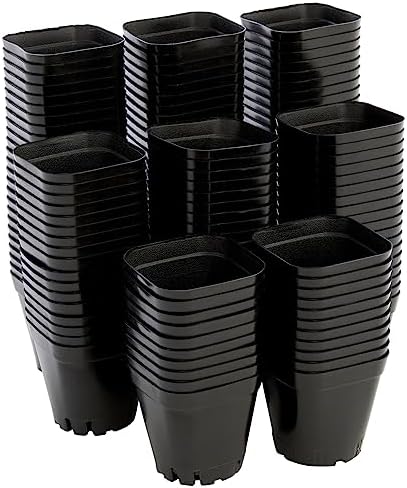 Juvale Square Nursery Pots - Seedling Planters with Drainage Holes - Versatile Pots for Plants & Succulents - Space-Saving Stackable Planters - 2.6 in, Pack of 150, Black by Juvale