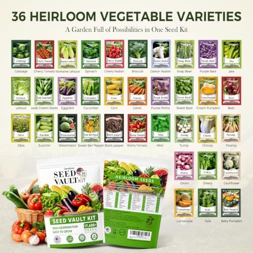 Vegetable & Fruit Survival Seeds Vault Kit, 17,600+ Seeds for Planting 36Pack Heirloom, Non-GMO Varieties Home Garden for Hydroponic, Indoor & Outdoors - Image 2
