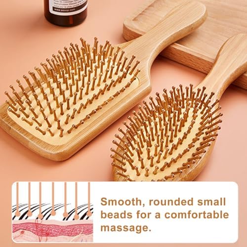 Bamboo Hair Brush for Hair Growth - Soft Bamboo Bristle Scalp Massager - Image 7