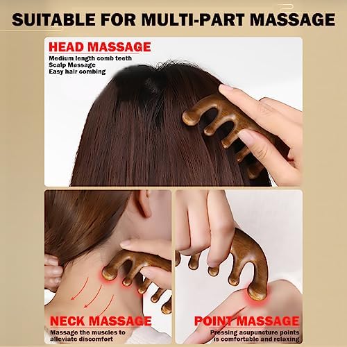 Wooden Scalp Massager - Handmade 100% Natural Green Sandalwood Wide Tooth Combs - Wood Massage Comb & Sandalwood Comb for Luxurious Hair Care - Image 7