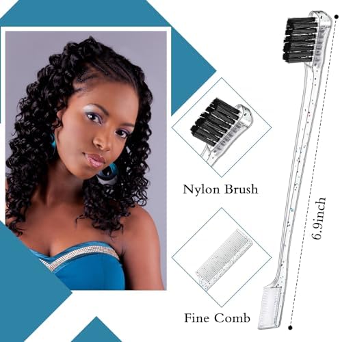 Geiserailie 3 Pcs Slick Back Hair Brush Set Bristle Brush, Clear Red - Image 2