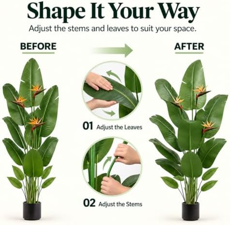 Artificial Bird of Paradise Plant Flowers, 6FT Fake Banana Tree for Home - Image 5