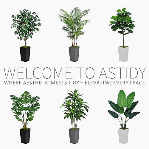ASTIDY Artificial Plant 5FT Dracaena Fake Tree with White Tall Planter - Image 4
