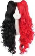 MapofBeauty Lolita Long Curly Clip on Ponytails Cosplay Wig, Black/Red by MapofBeauty