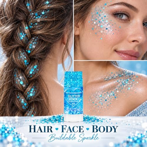 Mysense Light Blue Body Glitter Stick,Face Hair Glitter for Women Kids - Image 6