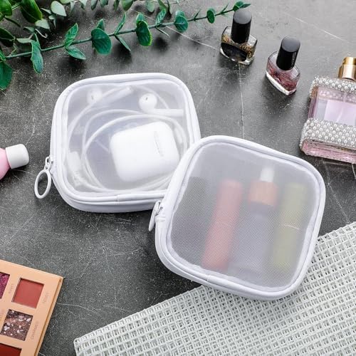 Weewooday 4Pcs Mesh Makeup Bag, White, Small, Classic - Image 4