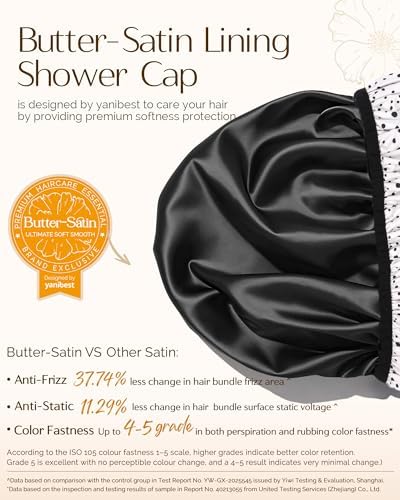 Yanibest Frizz Free Satin Lined Shower Cap with Soft Elastic Band - Image 2