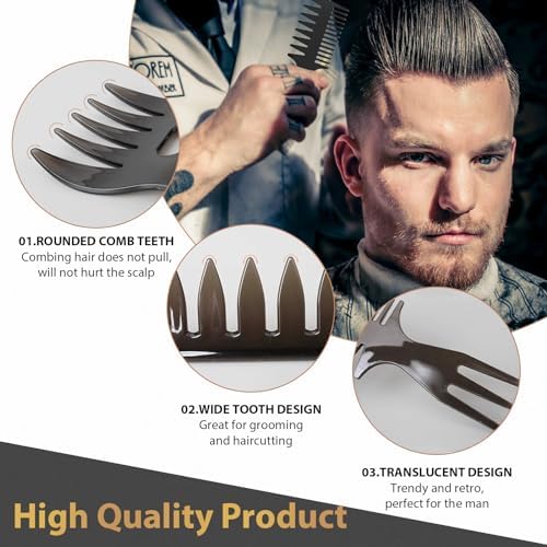 Hair Brush for Men, DUAIU 7Pcs Combs for Men, Hair Styling Comb Set with Vent Hair Brushes, Quiff Round Hair Brush, Wide Tooth Combs, Texture Comb for Blow Drying, Detangling, Grooming, Hairdressing - Image 5