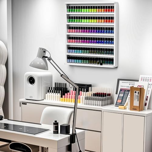 Wood Nail Polish Rack, 6 Tiers Nail Polish Storage & Display Shelf (White) - Image 6