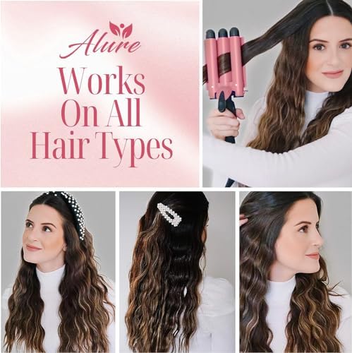 Alure Three Barrel Curling Iron Wand, 1 Inch Ceramic Tourmaline Hair Waver - Image 2