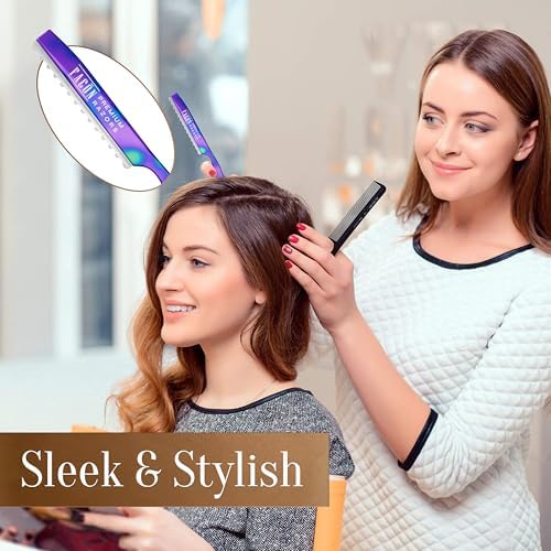 Facón Hair Razors for Cutting Hair - Professional Styling Razor Kit with 11 Replacement Blades, Stainless Steel Hairs Cutting Tool for Salon & Home, Premium Cutting Thinning Texturizing Faether Razor - Image 3
