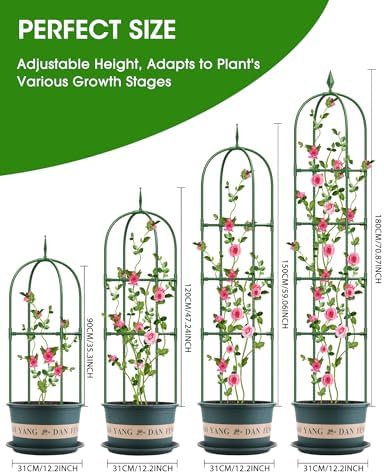 Trellis for Climbing Plants Outdoor, 6FT Garden Obelisk Rustproof PE Coated Metal Potted Plant Climbing Support, Thickened Tube Plant Tower Trellis for Clematis Vine Support Indoor (1 Pack) - Image 2