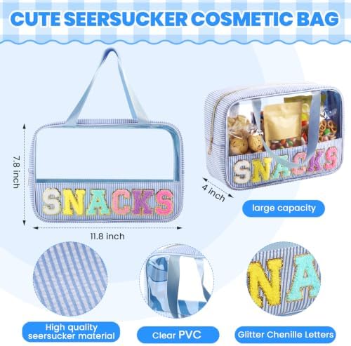 Sanwuta 1 Pcs Clear Seersucker Snacks Bag, Light Blue - Image 3