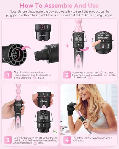 Ohuhu 5 in 1 Curling Wand Set, 0.35"-1.25" Interchangeable Ceramic Barrels - Image 3