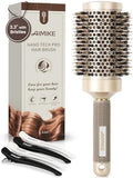 AIMIKE Round Hair Brush, Nano Thermal Ceramic & Ionic Tech, 2.1 Inch Barrel with Boar Bristles for Enhanced Texture, Golden, Hair Drying, Styling, Curling and Shine + 4 Free Clips by AIMIKE