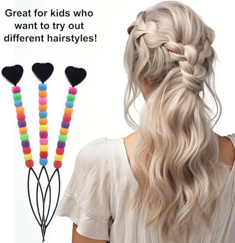 6-Pack Hair Pull Through Tool, Hair Beader for Braids with Colorful Beads, Ponytail Maker Styling Loop - Image 4