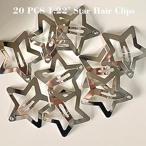 20 PCS 1.22" Star Hair Accessories - Non-Slip Metal Snap Clips and Barrettes for Girls & Women, Y2K Style - Image 5