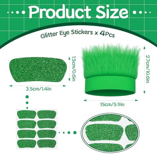 JATEBI 4 Pack Hairy Headband Crazy Hair Wigs with Stickers - Image 5