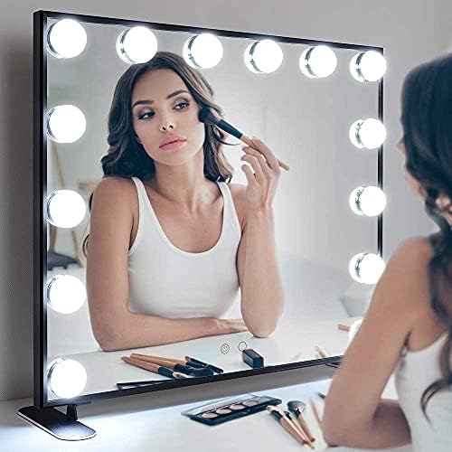Nitin Hollywood Vanity Mirror with Lights, Black Lighted Makeup Mirror with 14 Bulbs, Tabletop or Wall Mounted Vanity Mirror for Bedroom Dressing Room (Black) - Image 6