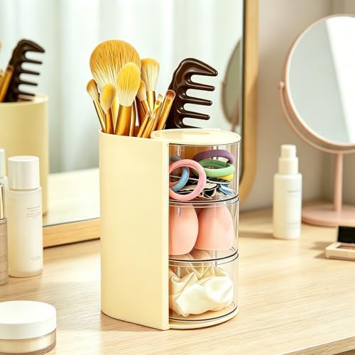 Hair Accessories Hair Ties Organizer with Hair Brush Holder - Cream - Image 4