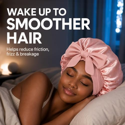 Silk Satin Hair Bonnet for Sleeping Women with Adjustable Tie - Image 6